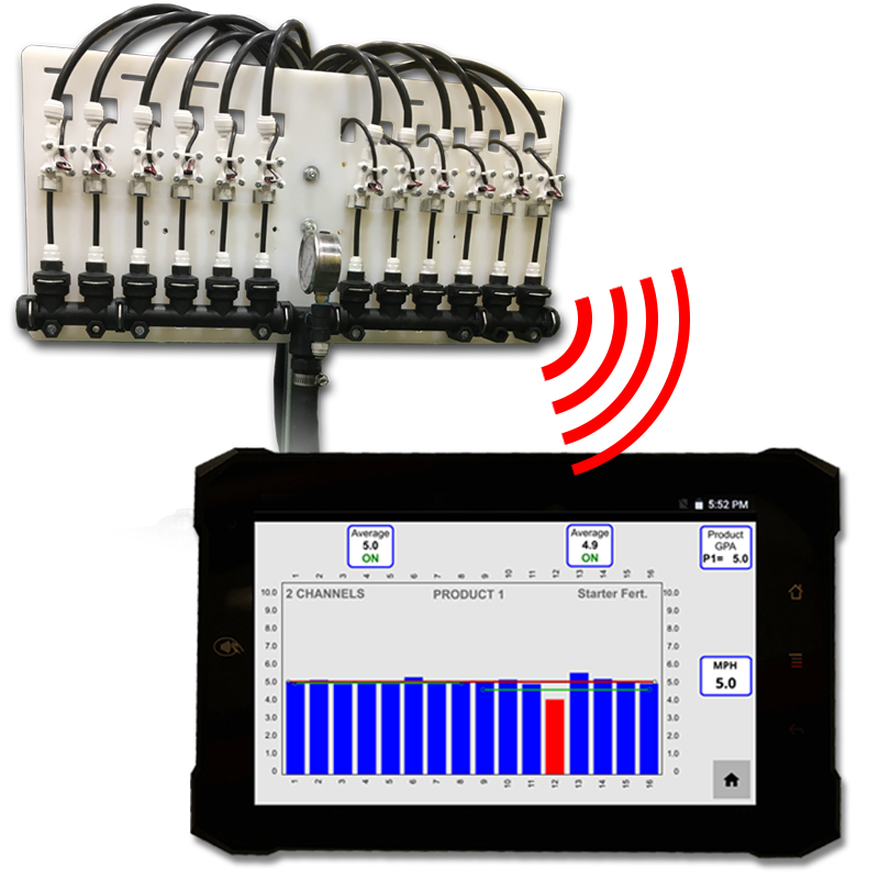 OnSite FMS system bluetooths your flow rates on each row of your planter directly into your tractor's cab
